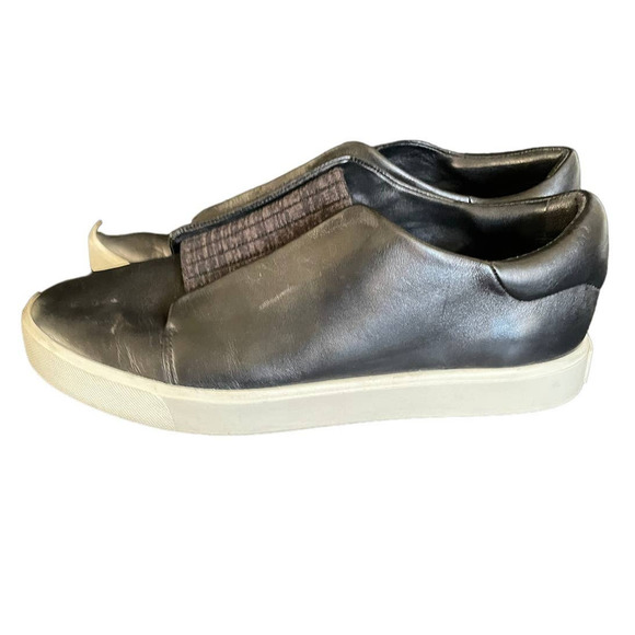 Vince Womens Leather Cantara Slip-On Sneaker Elastic Gore Round Toe Size 7 Black - Picture 5 of 12
